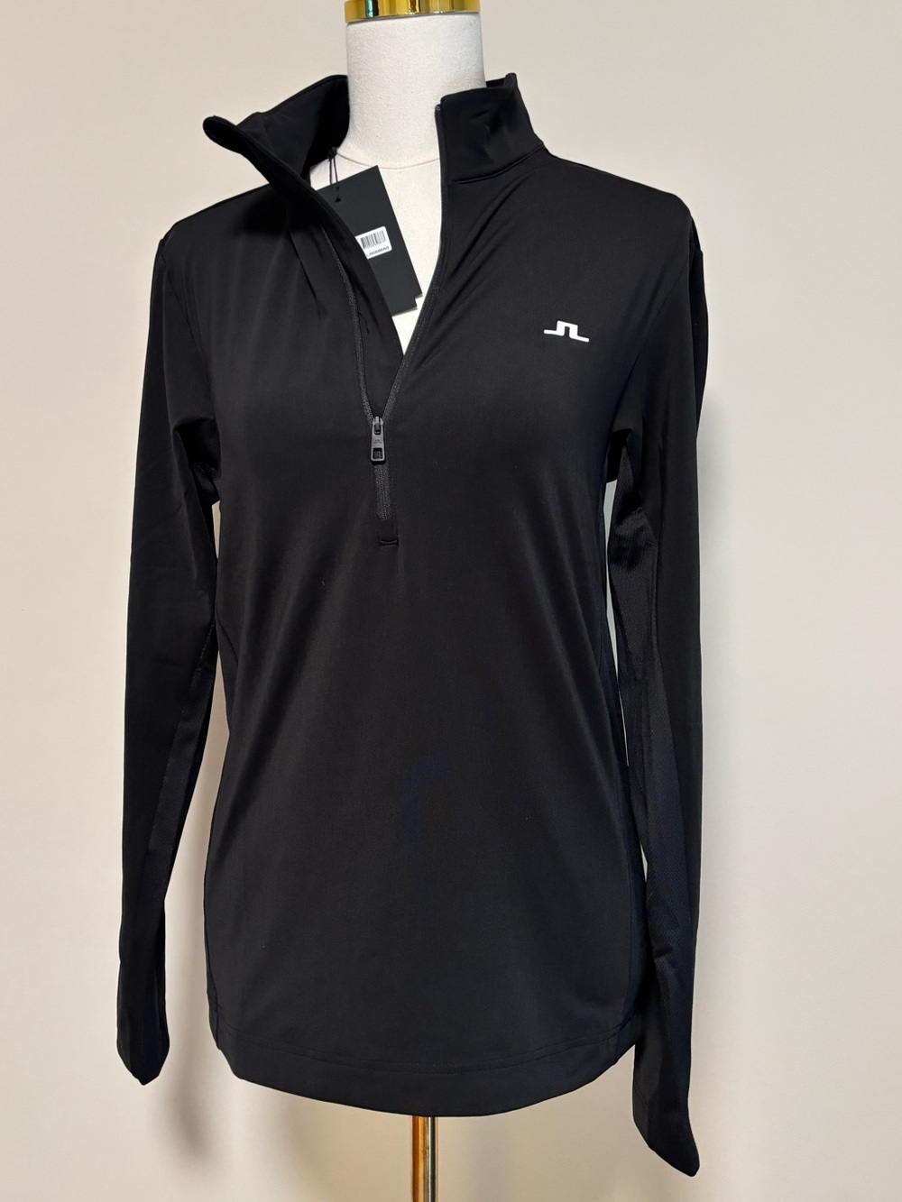 J.Lindeberg Luke Half Zip Mid Layer Black Golf Top Size S NWT